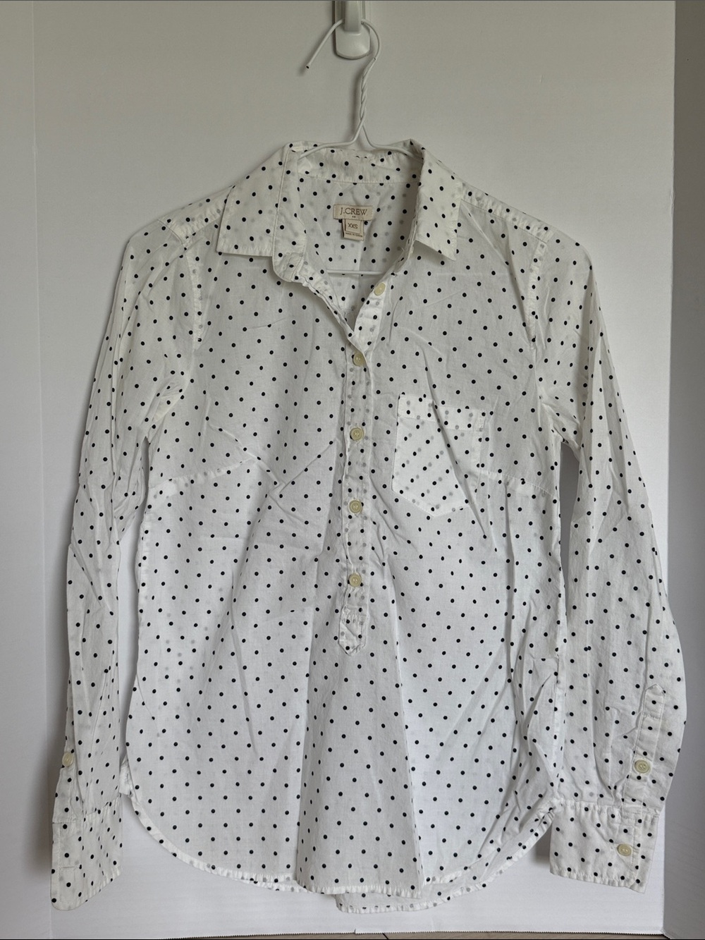 J. Crew White Shirt with Polka Dots XXS